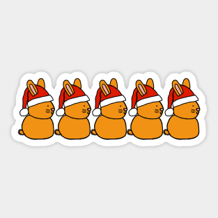 Cute Christmas Bunny Rabbit in Santa Hat Five Sticker